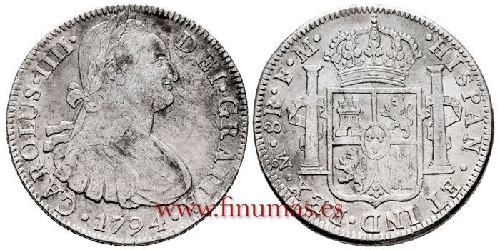 Cy13050.-CARLOS IIII - 8 Reales 1794 Mexico F.M.-MBC