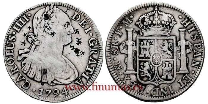 Cy13050-1.-CARLOS IIII - 8 Reales 1794 Mexico F.M.-MBC-