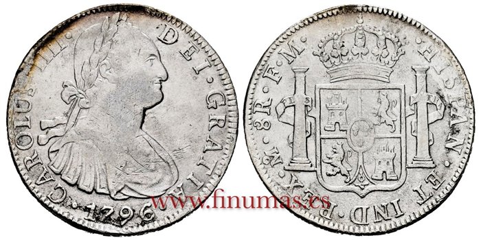 Cy13066-2.-CARLOS IIII - 8 Reales 1796 Mexico F.M.-MBC+