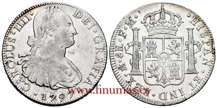 Cy13076.-CARLOS IIII - 8 Reales 1797 Mexico F.M.-EBC