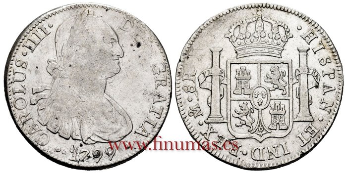 Cy13089-2.-CARLOS IIII - 8 Reales 1799 Mexico F.M.-MBC+-