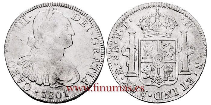 Cy13103.-CARLOS IIII - 8 Reales 1801 Mexico F.T.-MBC+