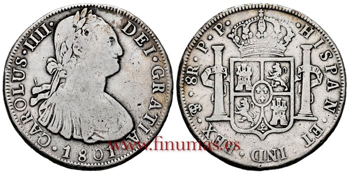 Cy13105.-CARLOS IIII - 8 Reales 1801 Potosi P.P.-BC+