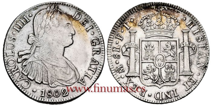 Cy13112-2.-CARLOS IIII - 8 Reales 1802 Mexico F.T.-EBC