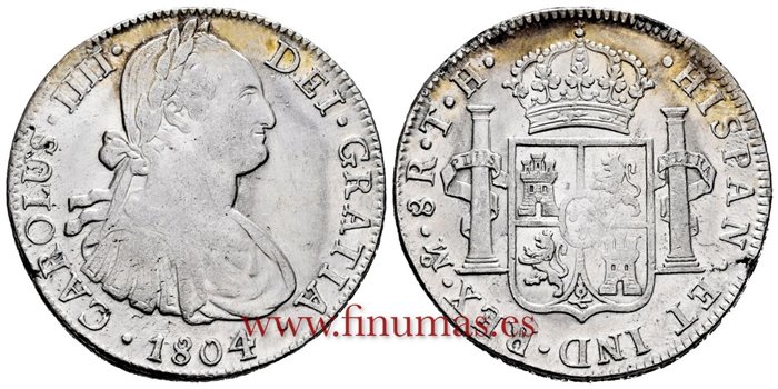 Cy13130.-CARLOS IIII - 8 Reales 1804 Mexico T.H.-SC-