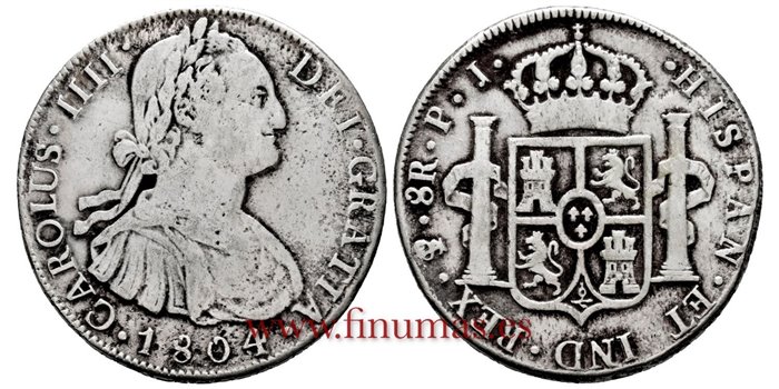 Cy13132.-CARLOS IIII - 8 Reales 1804 Potosi P.J.-BC