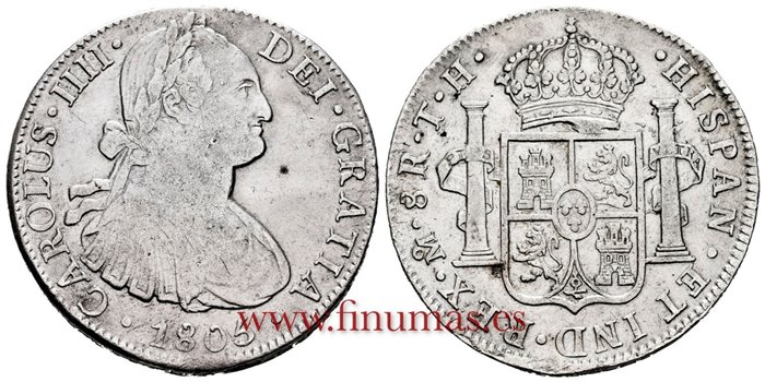 Cy13138-1.-CARLOS IIII - 8 Reales 1805 Mexico T.H.-MBC