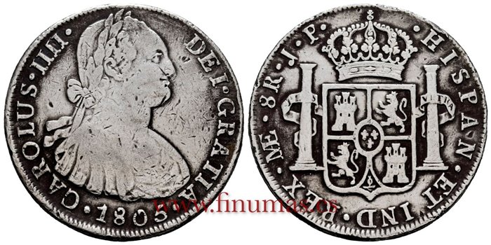 Cy13136.-CARLOS IIII - 8 Reales 1805 Lima J.P.-BC+