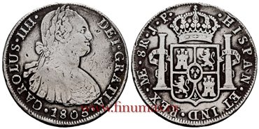 Cy13136.-CARLOS IIII - 8 Reales 1805 Lima J.P.-BC+