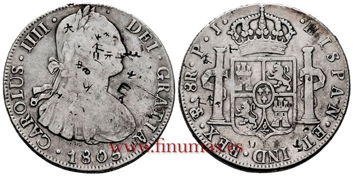 Cy13140.-CARLOS IIII - 8 Reales 1805 Potosi P.J.-MBC-