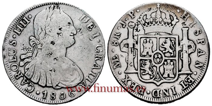 Cy13143.-CARLOS IIII - 8 Reales 1806 Lima J.P.-MBC