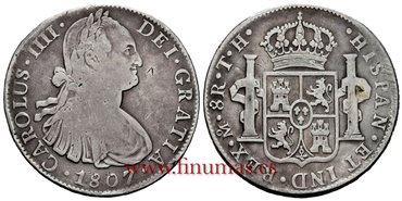 Cy13149.-CARLOS IIII - 8 Reales 1807 Mexico T.H.-BC+