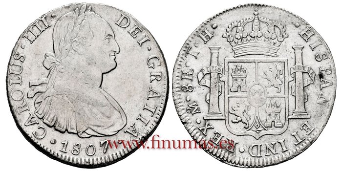 Cy13149-1.-CARLOS IIII - 8 Reales 1807 Mexico T.H.-EBC