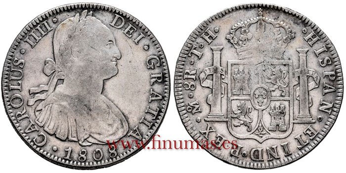 Cy13158.-CARLOS IIII - 8 Reales 1808 Mexico T.H.-MBC
