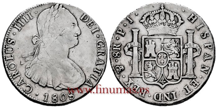 Cy13159.-CARLOS IIII - 8 Reales 1808 Potosi P.J.-MBC