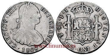 Cy13159.-CARLOS IIII - 8 Reales 1808 Potosi P.J.-MBC