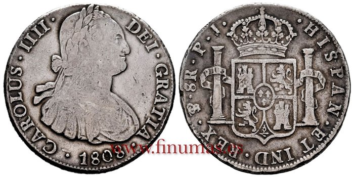 Cy13159-1.-CARLOS IIII - 8 Reales 1808 Potosi P.J.-MBC-