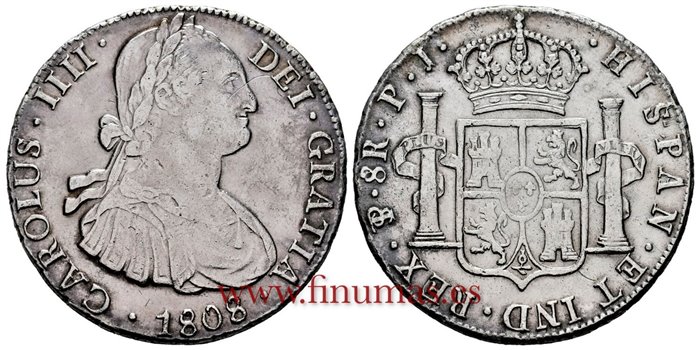 Cy13159-2.-CARLOS IIII - 8 Reales 1808 Potosi P.J.-MBC+
