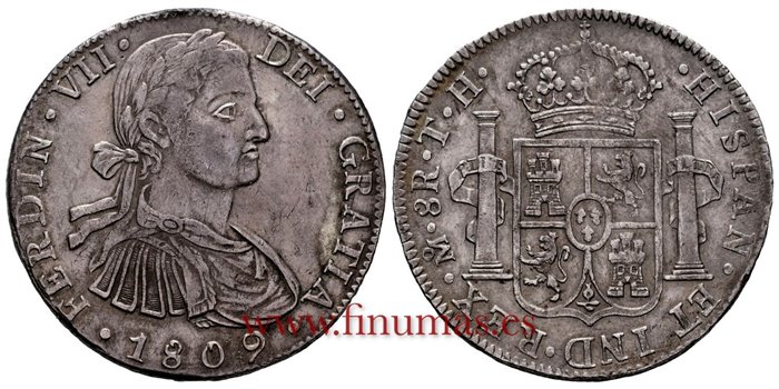 Cy14941-1.-FERNANDO VII - 8 Reales 1809 Mexico T.H.- EBC-