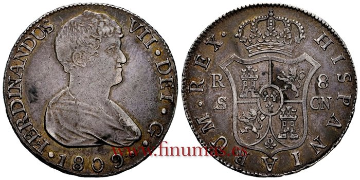 Cy14944.-FERNANDO VII - 8 Reales 1809 Sevilla C.M.- EBC