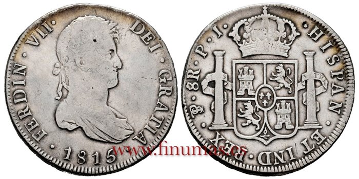 Cy15087.-FERNANDO VII - 8 Reales 1815 Lima P.J.- MBC