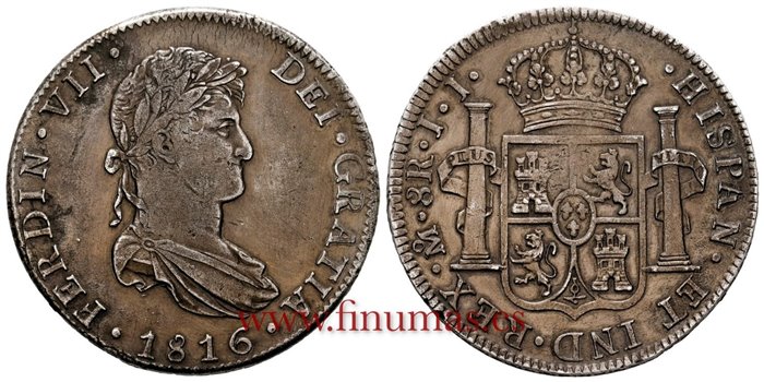 Cy15098-1.-FERNANDO VII - 8 Reales 1816 Mexico J.J.- EBC-