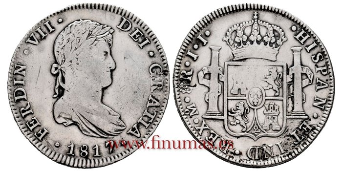 Cy15111.-FERNANDO VII - 8 Reales 1817 Mexico J.J.- MBC-