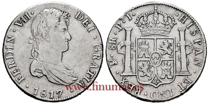 Cy15112-1.-FERNANDO VII - 8 Reales 1817 Potosi P.J.- MBC+-