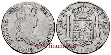 Cy15112-1.-FERNANDO VII - 8 Reales 1817 Potosi P.J.- MBC+-