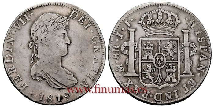 Cy15140.-FERNANDO VII - 8 Reales 1819 Mexico J.J.- MBC-