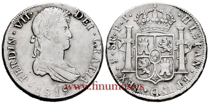 Cy15141.-FERNANDO VII - 8 Reales 1819 Potosi P.J.- MBC+
