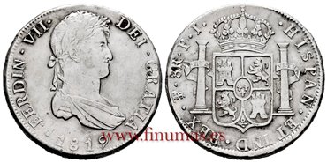 Cy15141.-FERNANDO VII - 8 Reales 1819 Potosi P.J.- MBC+