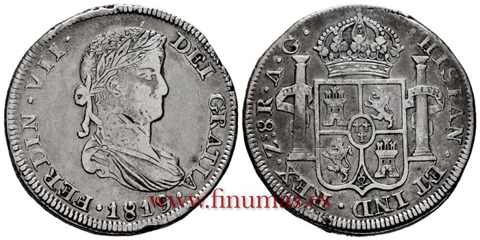 Cy15143.-FERNANDO VII - 8 Reales 1819 Zacatecas A.G.- MBC
