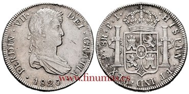 Cy15153-1.-FERNANDO VII - 8 Reales 1820 Potosi P.J.- EBC