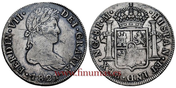 Cy15165.-FERNANDO VII - 8 Reales 1821 Guatemala M.- MBC+