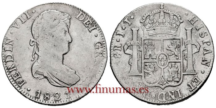 Cy15168.-FERNANDO VII - 8 Reales 1821 Mexico J.J.- MBC