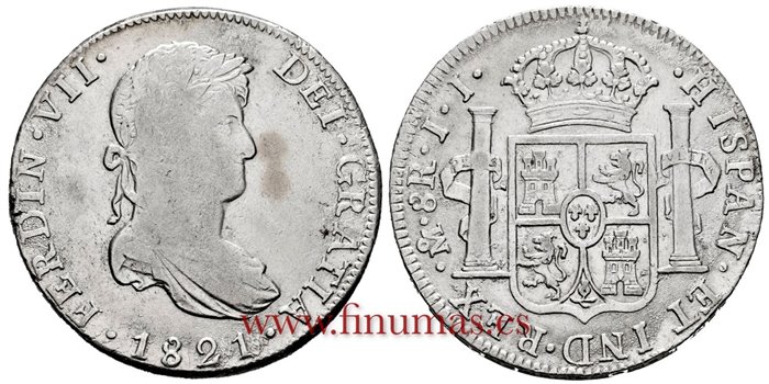 Cy15168-1.-FERNANDO VII - 8 Reales 1821 Mexico J.J.- MBC+