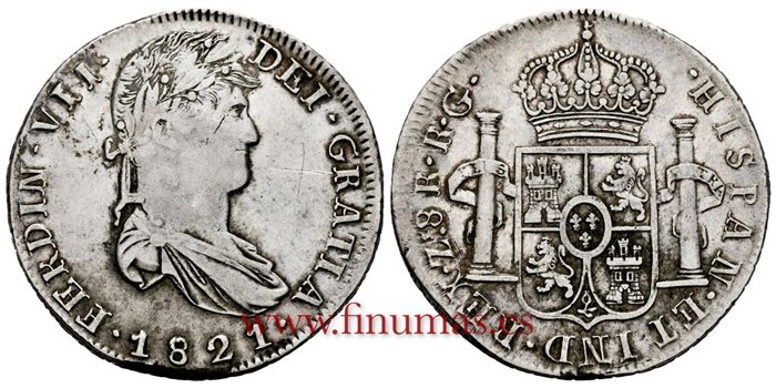 Cy15175.-FERNANDO VII - 8 Reales 1821 Zacatecas R.G.- MBC