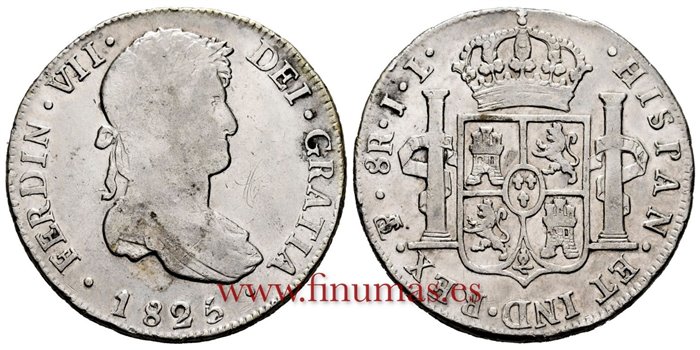 Cy15219-1.-FERNANDO VII - 8 Reales 1825 Potosi J.L.- MBC-
