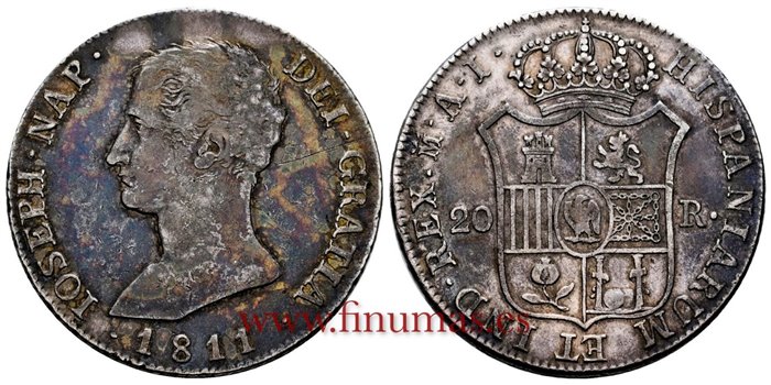 Cy13870.-JOSE NAPOLEON - 20 Reales 1811 Madrid A.I.-EBC-