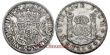 Cy11199-1.- CARLOS III - 8 REALES COLUMNARY 1770 MEXICO F.M. MBC+
