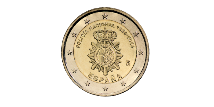 EURO WALLET EURO SET PROOF EUROS SPAIN 2024- 2 EUROS POLICE -PROOF