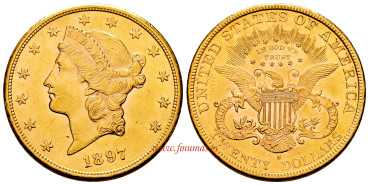 USA K-074.3.- 20 DOLLAR 1897 S Liberty Head. E.B.C. -GOLD