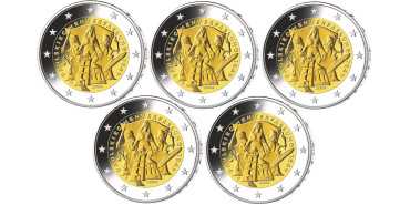 2 EURO COMMEMORATIVE COINS GERMANY 2024 "PAULSKIRCHE CONSTITUTION"- SET OF 5 MINTS