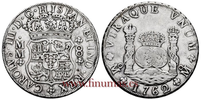 Cy11138.-CARLOS III - 8 Reales 1762 Mexico M.M.- Columnario -MBC