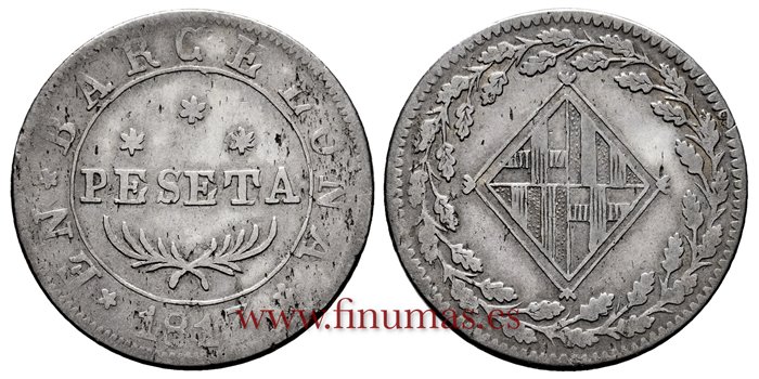 Cy13840.-JOSE NAPOLEON - 1 Peseta 1813 Barcelona. Variante -BC