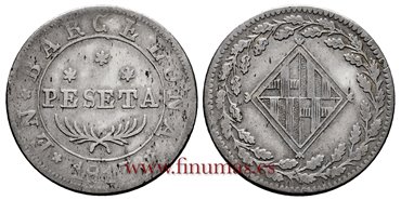Cy13840.-JOSE NAPOLEON - 1 Peseta 1813 Barcelona. Variante -BC