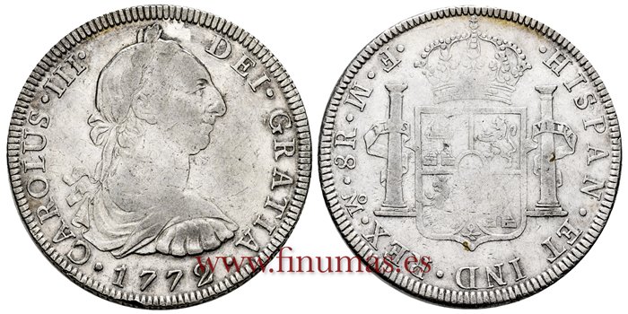 Cy11219.-CARLOS III - 8 Reales 1772 Mexico F.M. VARIANTE- MBC+