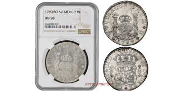 CY11189.-CARLOS III - 8 REALES 1769 MEXICO M.F.- COLUMNARIO - AU58