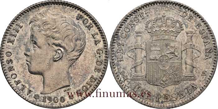 copy of Cy16677K.-ALFONSO XIII - 1 Peseta 1900, SGV, SC